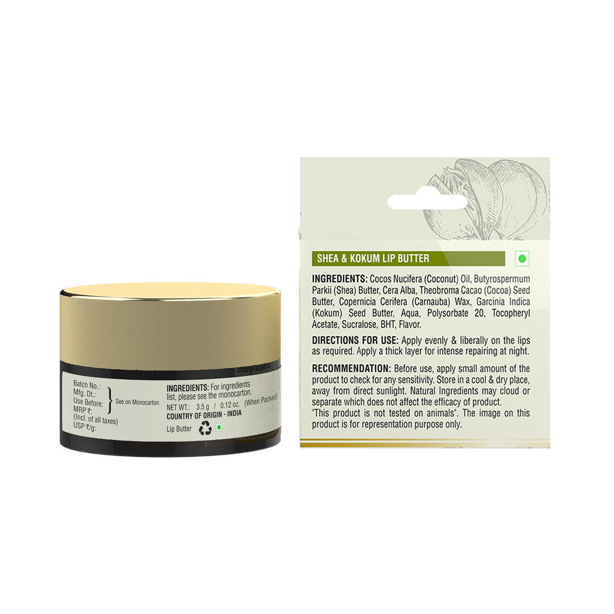 fabessentials Shea & Kokum Lip Butter 3.5g | Lip Balm for Chapped Lips