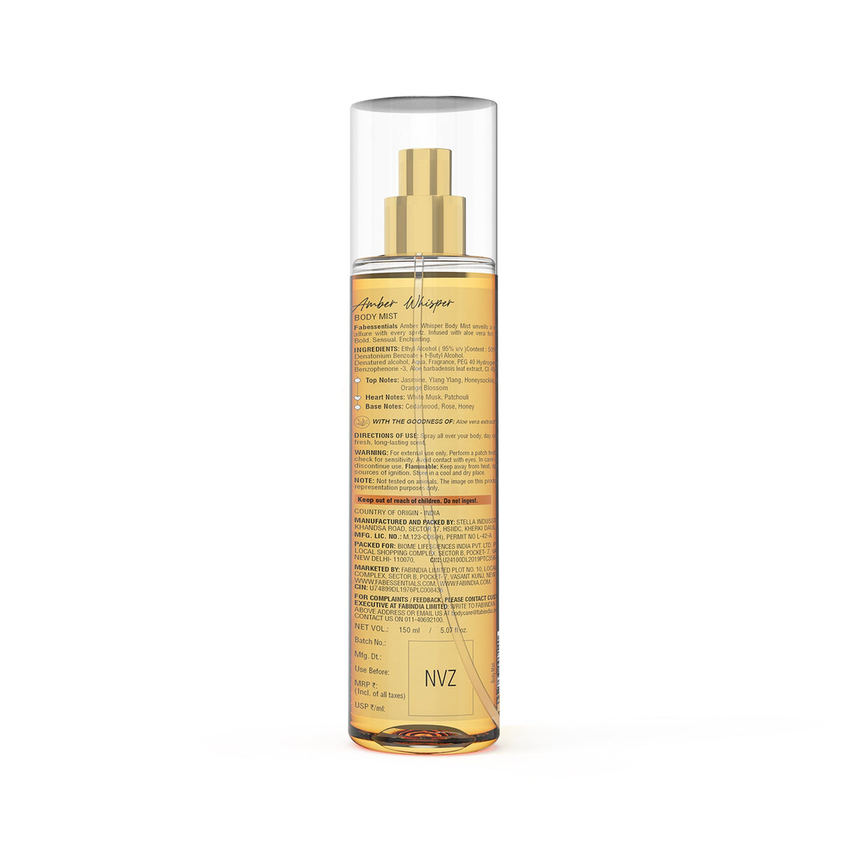 fabessentials Amber Whisper Body Mist 150ml | Luxury Fine Fragrance Mist for Women & Men