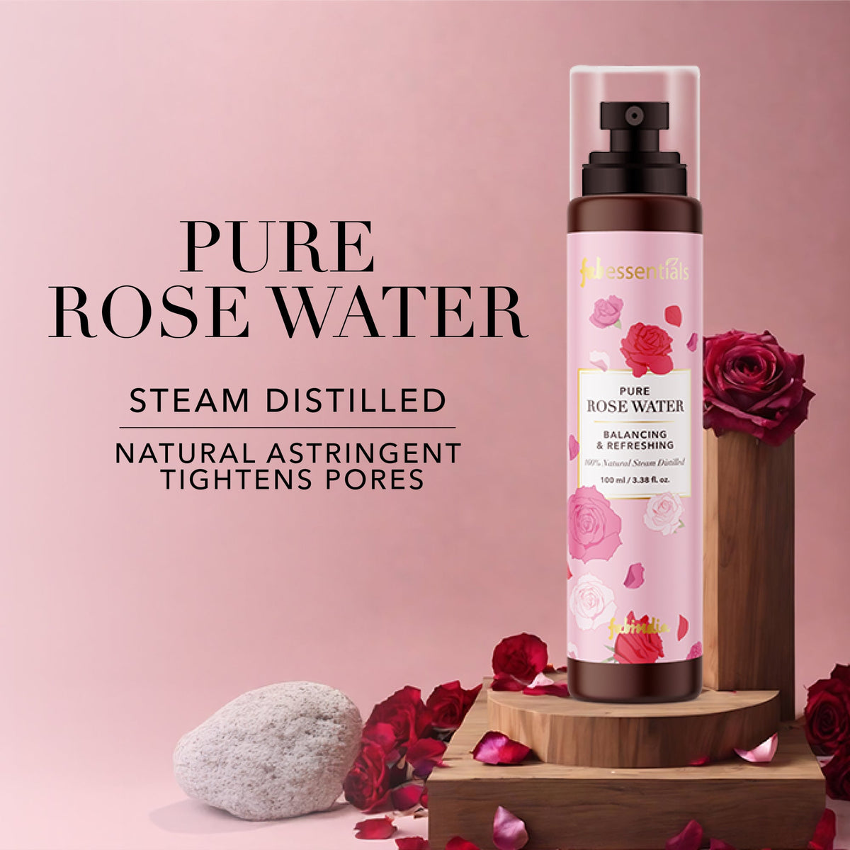 fabessentials Pure Rose Water 110ml | Alcohol-Free Face Toner or Face Mist