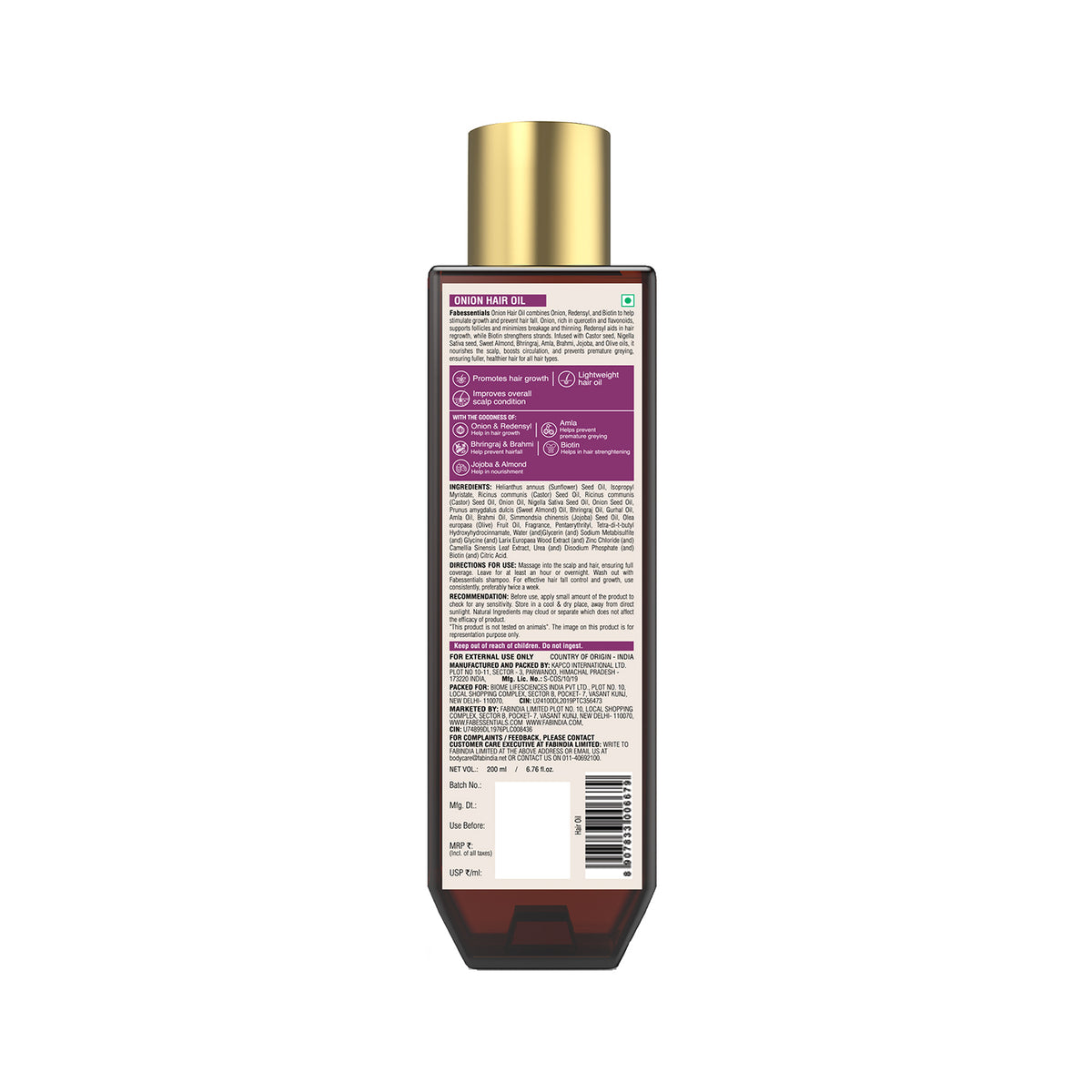 Fabessentials Onion Oil with Redensyl & Biotin - 200 ml