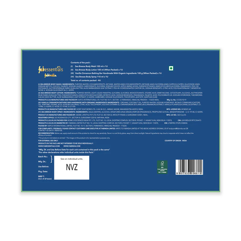 fabessentials Sea Breeze Spa Body Care gift Set 310g | Bath & Body Gift Set