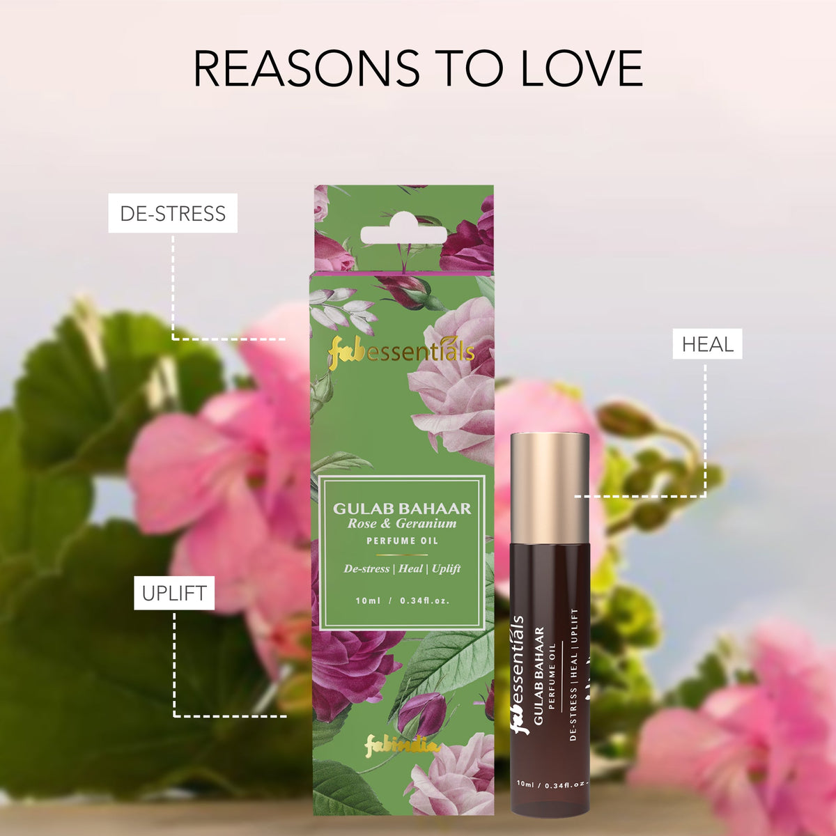 Fabessentials Gulaab Bahaar Rose & Geranium Perfume Oil 10 ml